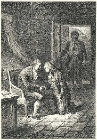 弁護士のマレスシャーブから反逆罪の判決を受けるフランスのルイ16世 作： Frederic Theodore (after) Lix
