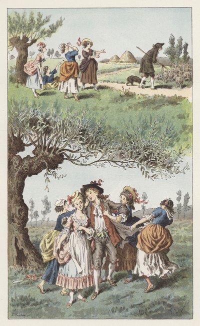 私たちは3人の女の子だった（カラーリトグラフ 作： Frederic Theodore (after) Lix