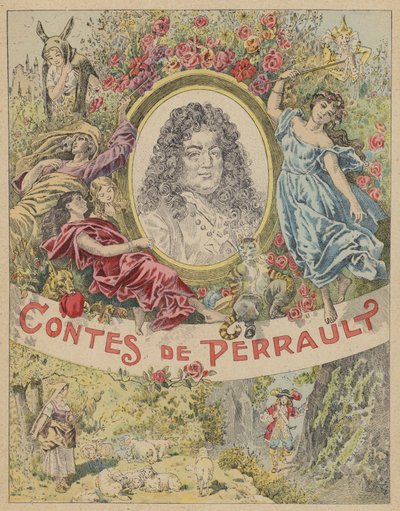 Les Contes de Perrault」のタイトルページイラスト（カラーリトグラフ 作： Frederic Theodore (after) Lix