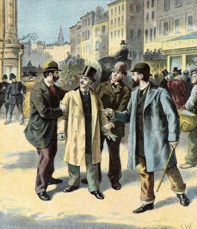 レオポルド・エミール・アロンの逮捕（1895年）（イラスト 作： フレデリック・セオドア・リックス