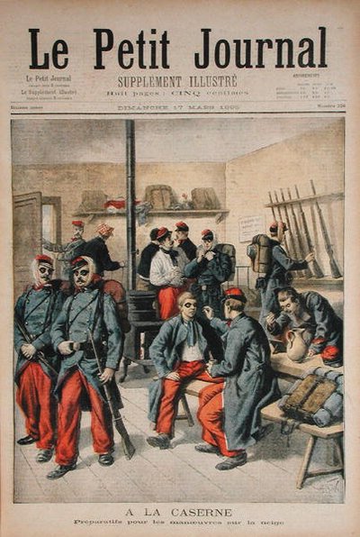 兵舎では、雪の中での操縦の準備、ルプティジャーナルのイラスト、1895年3月17日 作： Frederic Theodore Lix