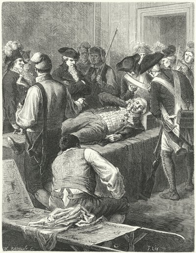 1794年に彼の処刑を待っていた公安委員会で負傷したマクシミリアンロベスピエール 作： Frederic Theodore Lix
