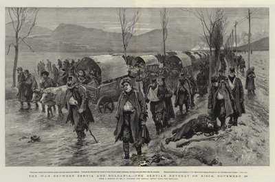 セルビアとブルガリアの間の戦争、11月26日、ニッシュのセルビア人の隠れ家 作： Frederic Villiers