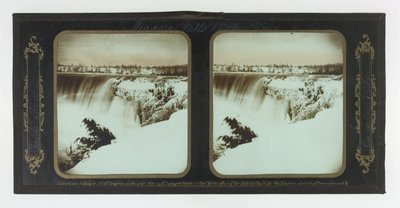 ナイアガラフォールズの冬の景色、テーブルロック、カナダ側 作： Frederic and William Langenheim