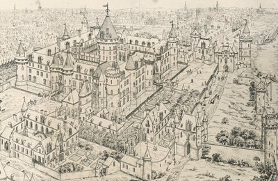 シャルル 5 世、ワイズ (14 世紀) の時代のパリのルーヴル美術館、フレデリック・ド・クララック (1777-1847) 作、フランス 作： Frederic de Clarac