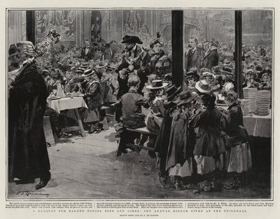 ギルドホールで行われる年次ディナー、ラギッドスクールボーイズアンドガールズのバンケット 作： Frederic de Haenen