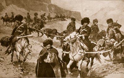 コーカサス山脈のコサック救急車隊、1914-19 作： Frederic de Haenen