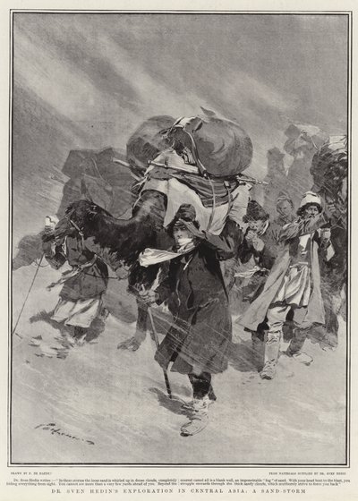砂嵐の中央アジアにおけるスベン・ヘディン博士の探検 作： Frederic de Haenen
