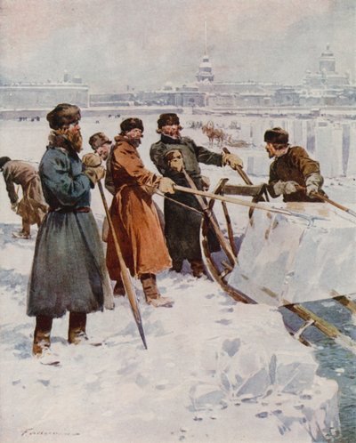 ネヴァ川の氷を切る 作： Frederic de Haenen