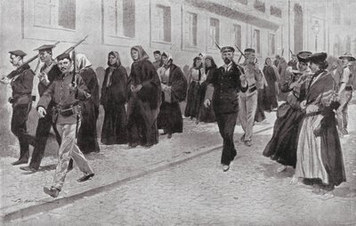 革命時、共和国の保護下にあった修道女たち（リトグラフ） 作： Frederic de Haenen