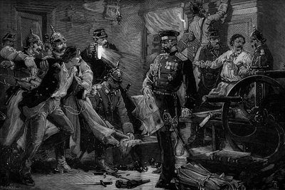 ロシアのニヒリズム系印刷工場に警察が突入 作： Frederic de Haenen