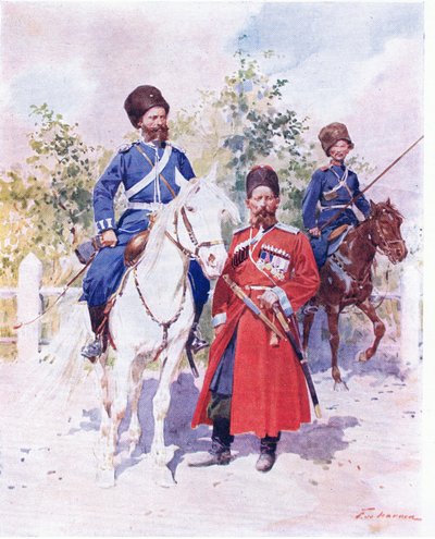 1900年頃のロシア兵（カラーリトグラフ 作： Frederic de Haenen