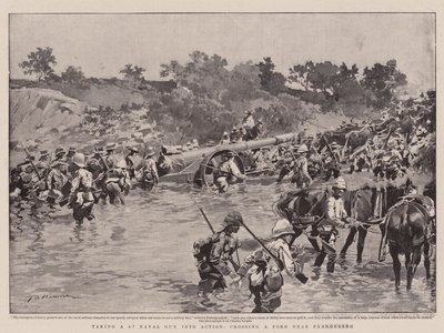 4.7海軍砲を発動させ、パルデバーグ近くのフォードを通過 作： Frederic de Haenen