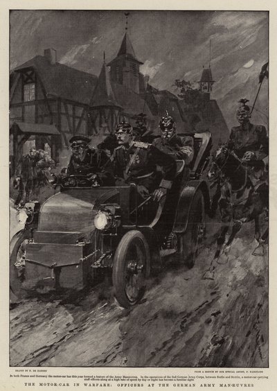 戦争中の自動車、ドイツ陸軍演習の将校 作： Frederic de Haenen