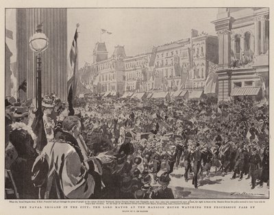 市内の海軍旅団、マンションハウスの市長、行進を眺める 作： Frederic de Haenen