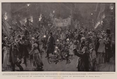 レディスミスの救済、ポールモールでの熱狂の並外れた情景 作： Frederic de Haenen