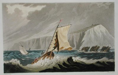 1846年に出版されたP.ロバーツ作の「The Isle of Wight Illustrated, in a Series of Coloured Views」のカウズ（アクアチント）。 作： Frederick (after) Calvert