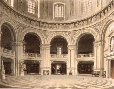 ラドクリフ図書館のドーム、J.Bluck (fl.1791-1831)が彫った「History of Oxford」の挿絵、R.Ackermannが出版。 作： Frederick (after) Mackenzie