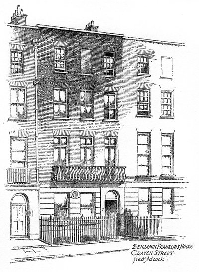 ベンジャミンフランクリンの家、36 Craven Street、ロンドン、1912 作： Frederick Adcock