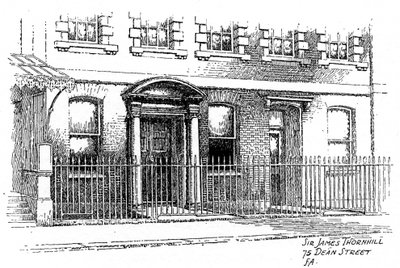 サージェームズソーンヒルズハウス、75ディーンストリート、ロンドン、1912 作： Frederick Adcock