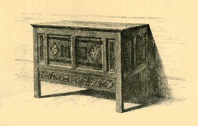 オークチェスト、1460-1480、1881年。 作： Frederick Albert Slocombe