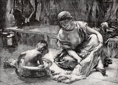 エジプト、チャイルド・バス 作： Frederick Arthur Bridgman