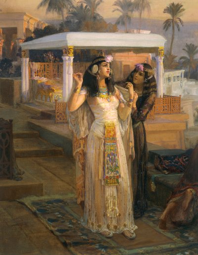 フィラエのテラスに立つクレオパトラ 作： Frederick Arthur Bridgman