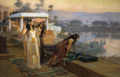 フィラエのテラスに立つクレオパトラ 作： Frederick Arthur Bridgman