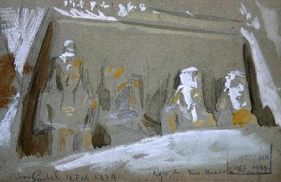 アブシンベルの大神殿にある4体の巨大なラーメセス2世像 作： Frederick Arthur Bridgman