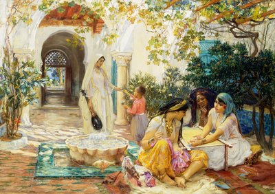 アルジェのエルビアールの村で 作： Frederick Arthur Bridgman