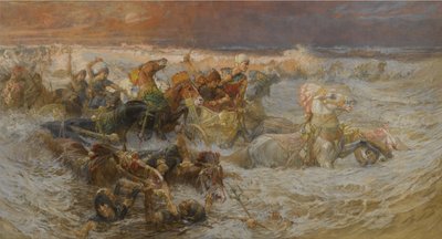 紅海に包まれたファラオ軍 作： Frederick Arthur Bridgman