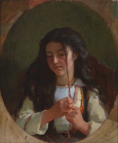 若い女の子の習作、ポン・アヴァン、1869年。 作： Frederick Arthur Bridgman