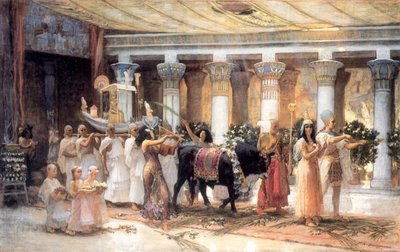 19世紀後半または20世紀初頭のセイクリッドブルアピスの行列。 作： Frederick Arthur Bridgman