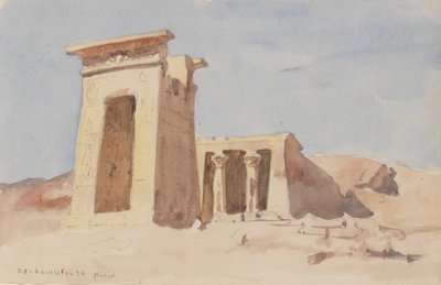 パイロンを示すデンドゥール神殿、1874年。 作： Frederick Arthur Bridgman