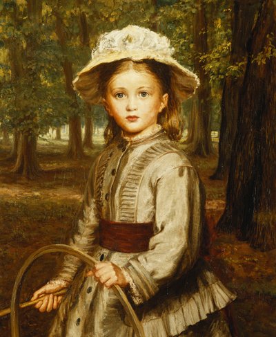 フープで遊ぶ少女 作： Frederick Bacon Barwell