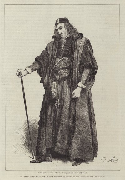 Lyceumシアターでのヴェネツィアの商人でのShylockとしてのヘンリーアーヴィング氏 作： Frederick Barnard