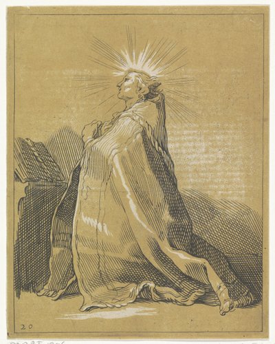 跪いて祈る聖人 作： Frederick Bloemaert