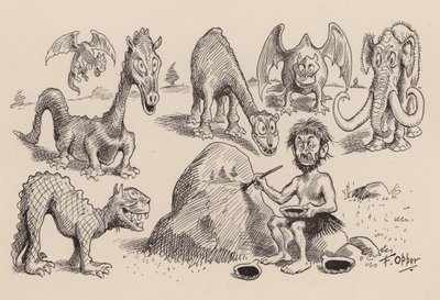F・オッパー著「Our Antediluvian Ancestors」：ナンバー・フォーティーワン（リトグラフ） 作： Frederick Burr Opper