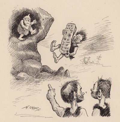 F・オッパー著「Our Antediluvian Ancestors」：ナンバー・フォーティー・スリー（リトグラフ） 作： Frederick Burr Opper