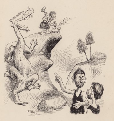 F・オッパー著「Our Antediluvian Ancestors」：ナンバー4（リトグラフ） 作： Frederick Burr Opper