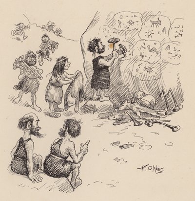 F・オッパー著「Our Antediluvian Ancestors」：ナンバー6（リトグラフ） 作： Frederick Burr Opper
