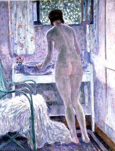 朝のトイレ（油彩・キャンバス 作： Frederick Carl Frieseke