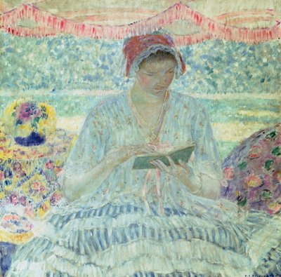 夏の読書（油彩・キャンバス 作： Frederick Carl Frieseke