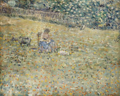女性とヤギ 作： Frederick Carl Frieseke