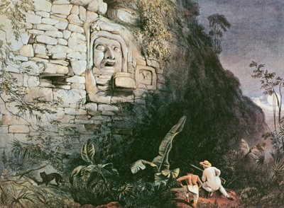 イザムナ、イザマル、ユカタン、メキシコ、1844年の首（カラーリソ） 作： Frederick Catherwood