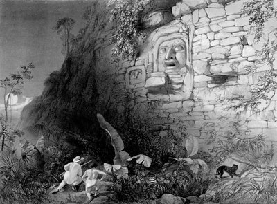 イザムナ、イザマル、ユカタン、メキシコ、1844年 作： Frederick Catherwood