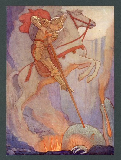 聖ジョージ、4世紀、4月23日祭（カラーリトグラフ） 作： Frederick Cayley Robinson