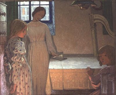 冬の夕べ」の習作、1900年頃（厚紙に油彩） 作： Frederick Cayley Robinson