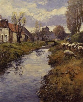 モンティニー、ロイン川のほとりで 作： Frederick Charles Vipont Ede