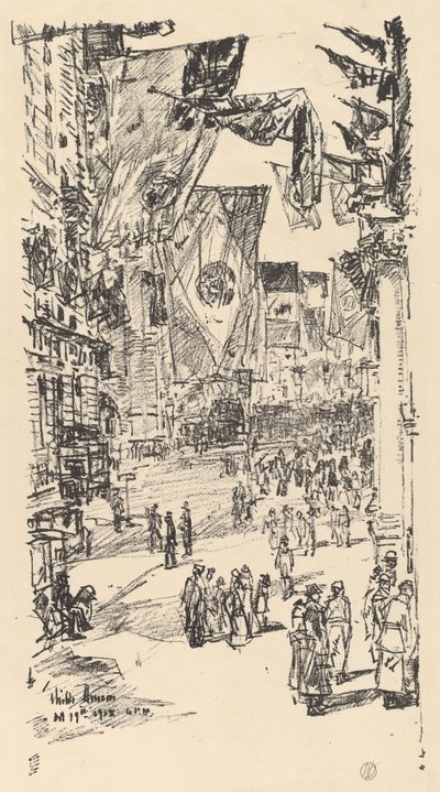 連合国大通り、1918 年。 作： Frederick Childe Hassam